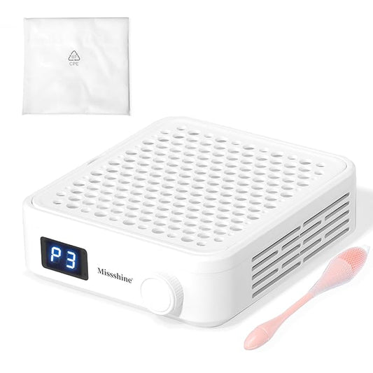 Missshine Nail Dust Collector with Adjustable Suction Power，Mini Vacuum Nail fan Dust Collector With Reusable Filter for Girls