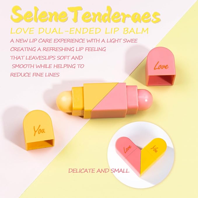 Heart Shaped Dual-use Deformable Lip Balm Stick - Honey,One end is colorless, while the other end is pink can be used as makeup, lipstick Peach. Repair, Keep Lips Moisturized, Gifts