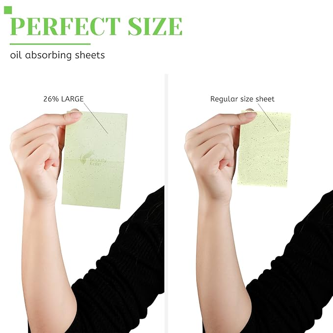 Oil Blotting Sheets for Face - Green Tea,26% Larger,3pk/300 Natural Blotting Paper for Oily Skin,Makeup Friendly Oil Absorbing Sheets,Easy To Grab One