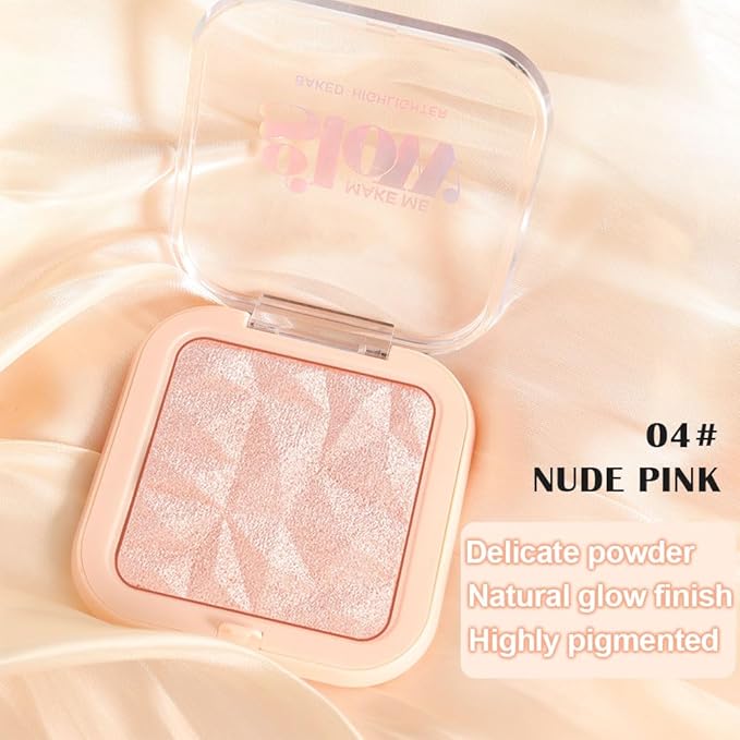 evpct Nude Pink Face Highlighter Makeup Shimmer Glitter Diamond Sparkly Highlighters Makeup Palette Powder for Face Body Cheek Skin iluminadores iluminador de jos maquillaje luminizers E04