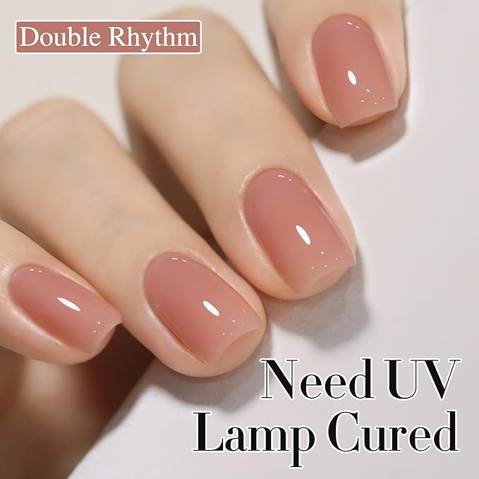 Double Rhythm 0.5Oz Translucent Gel Polish Sheer Neutral Natural Light Milky Same Color Same Bottle 15ML Jelly Nail Art DIY at Home (Skin Nude-A1370)