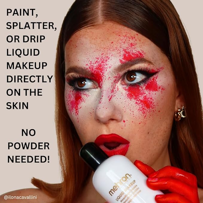 Mehron Makeup Liquid Makeup | Face Paint and Body Paint Perfect for Halloween, Cosplay I Air Brush Compatible 4.5 oz (133 ml) (Red)