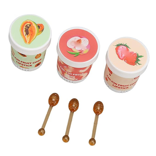 Lip Care Balm, Ice Cream Shape 3 Scent Lip Balm Pot Refreshing for Daily Care