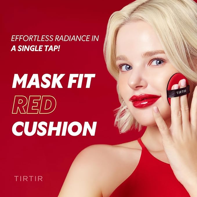 TIRTIR Mask Fit Red Cushion Foundation | Full coverage, Weightless, Skin fit, Satin Glow Finish, Korean Makeup, beauty, Tattoo cover up, Buildable (#29C Taupe Beige, 0.63 Fl Oz)