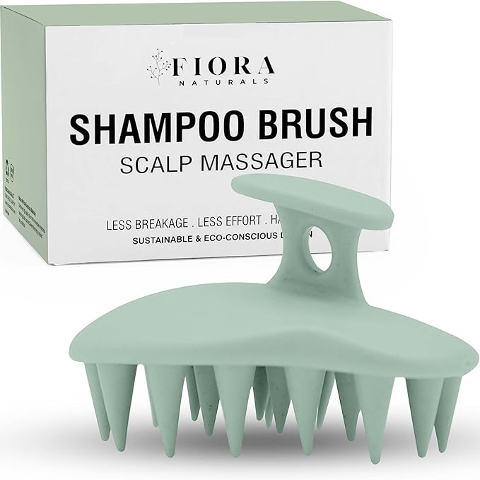 Fiora Naturals Scalp Massager Shampoo Brush - Silicon Scrubber & Exfoliator for Dandruff Removal and Hair Growth, Brush for Wet & Dry Hair, for Men, Women, Kids - BPA Free