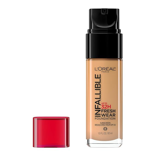 L'Oreal Paris Makeup Infallible Up to 32 Hour Fresh Wear Lightweight Foundation, 480 Radiant Sand, 1 Fl Oz, Packaging May Vary
