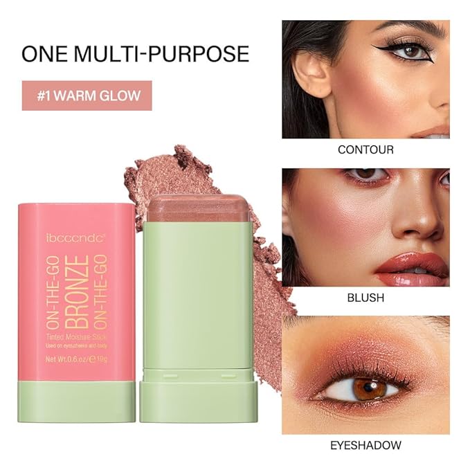 Cream Contour Stick,Bronzer Contouring Stick Facial Cream Highlight Contour Shaping Face Bronzer Makeup Blendable,Long Lasting,01-Warm Glow