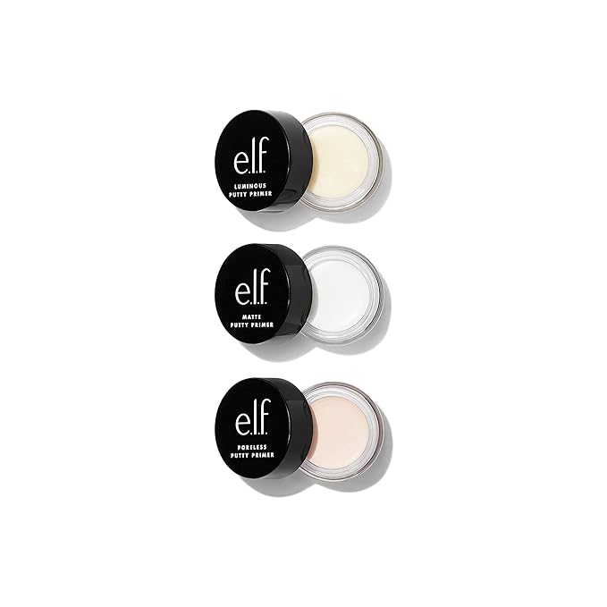e.l.f. Cosmetics Putty Primer Trio, Includes Poreless Putty, Matte Putty & Luminous Putty, Travel Size, 0.14 Oz (4g) Each, 0.14 ounces, Count 3 ( Pack of 1)
