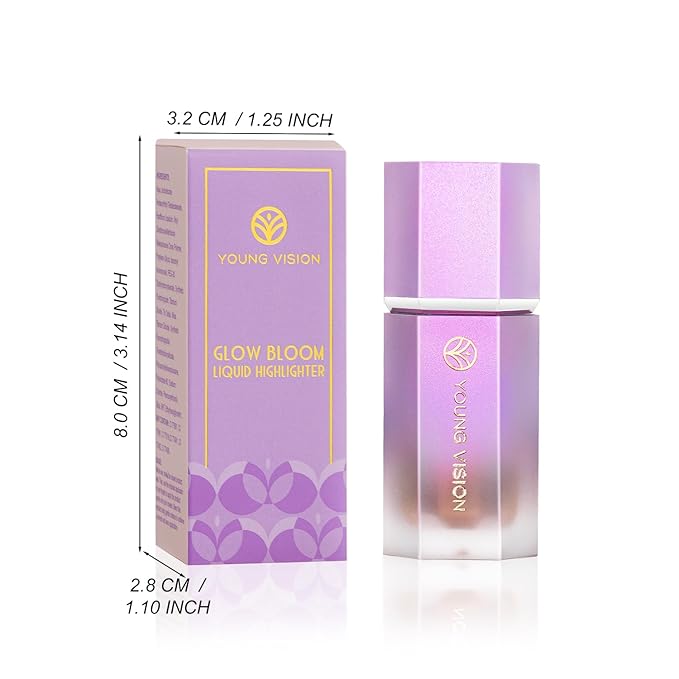 YOUNG VISION Soft Natural Glow Liquid Highlighter, Glow Liquid Illuminator Makeup,Weightless, Long-Wearing, Smudge Proof, Natural-Looking, Dewy Finish,