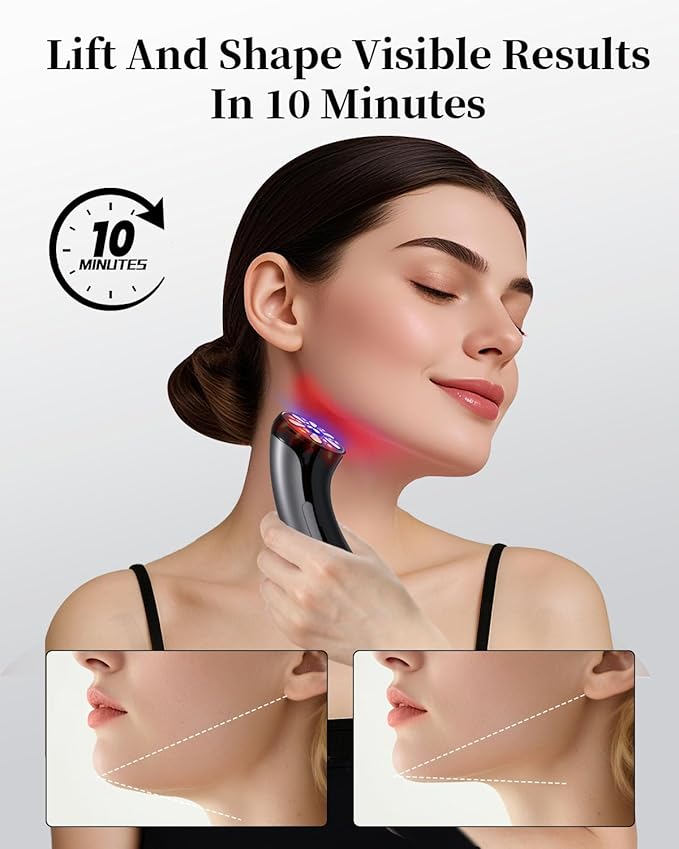 4-in-1 Facial Massager for Face & Neck – Skin Rejuvenation, Lifting & Tightening – Reduces Wrinkles & Puffiness, Enhances Infusion
