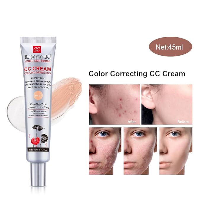 Color Correcting CC Cream,Invisible Pores Cream Foundation And Invisible Pores Concealer,CC Cream Foundation Rich In Centella Asiatic, Moisturizing And Waterproof CC Cream With Spf 25 (DARK)