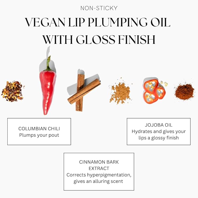 BIG POUT ENERGY Lip Plumper, Chili-Infused Lip Plumping Oil for Full and Smooth Lips, Lip Gloss Finish, With Easy Swipe XL Wand Applicator, Spicy Rose, 0.12 fl oz