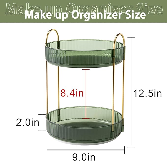 Rotating Makeup Organizer for Vanity, High-Capacity Skincare Clear Make Up Storage Perfume Organizers Cosmetic Dresser Organizer Countertop 360 Spinning (Purple, 3 Tier)