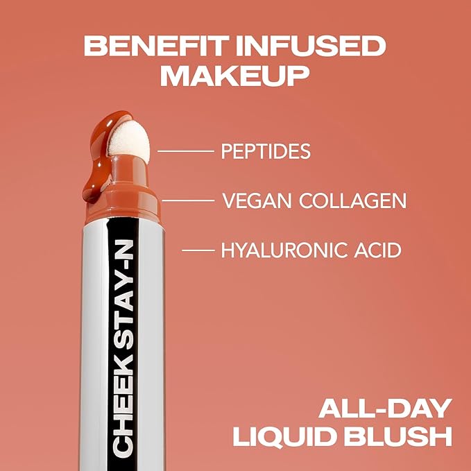 Sacheu Cheek STAY-N Liquid Blush for Cheeks — High Pigment, Buildable, Lightweight Cream Blush Infused With Squalane, for Dewy & Radiant Flushed Cheeks — Long-lasting & Cruelty Free, I'm Hot
