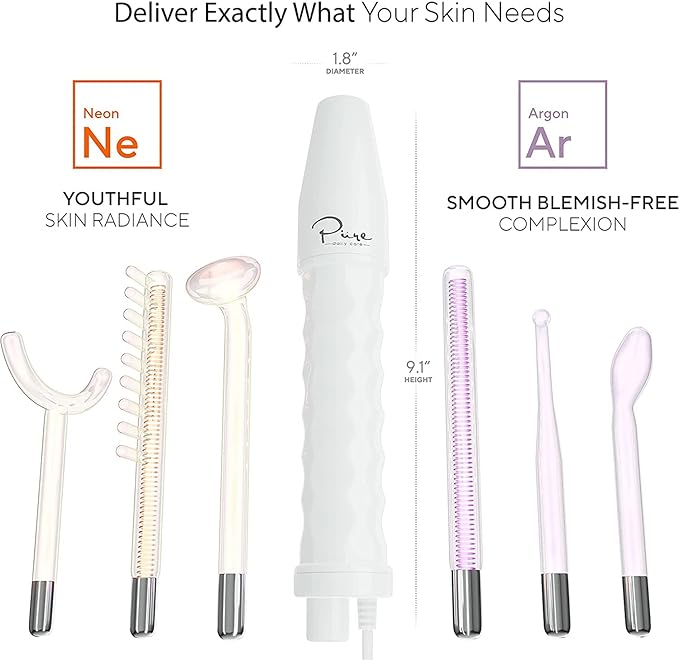 NuDerma Professional Skin Therapy Wand - Portable Skin Therapy Machine with 6 Neon & Argon Wands – Boost Your Skin – Clear Firm & Tighten