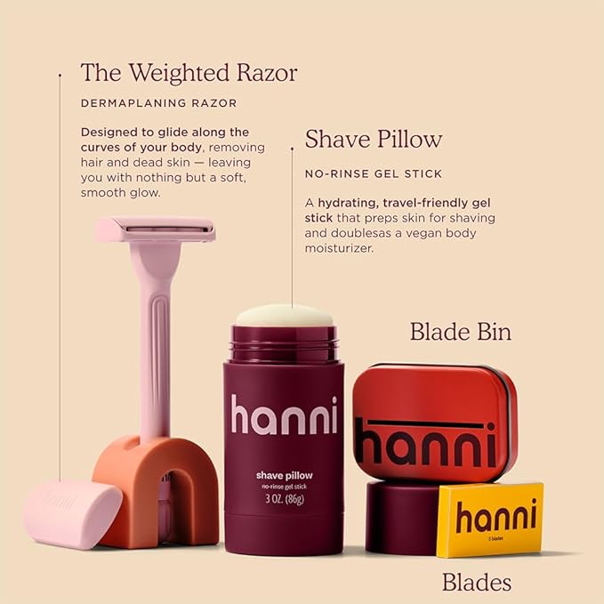 HANNI Shave Starter Set, Saftey Razor with Blades and Shaving Gel, Unisex Grooming Kit for Smooth, Soft Skin, Hair Removal Gift Set for All Skin Types, Burgundy