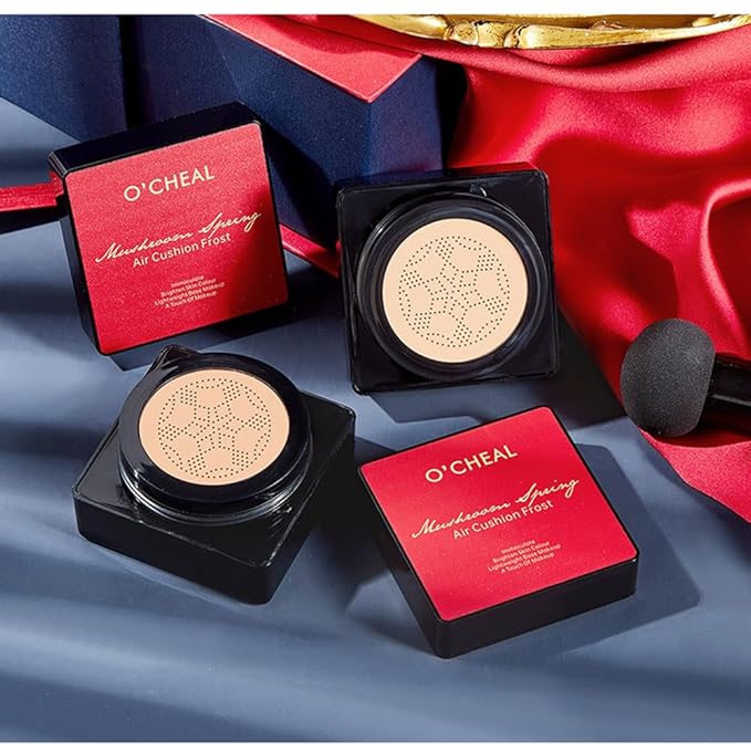 GL-Turelifes Mushroom Head Air Cushion CC Cream Foundation Water Feeling Flawless BB Cream Moisturizing Oil Control,lightweight & Smoothing Natural Face Concealer (H-02 Natural, 0.53 Oz)