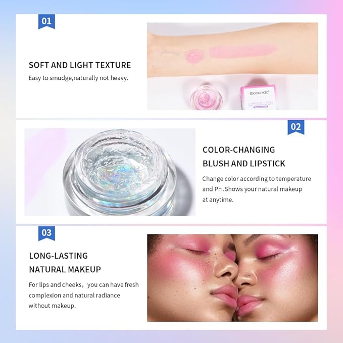 Color Change Blush Clear Liquid Blush Cream Moisturizing Blusher Halo dyeing naturally Blush Rouge Multi-use Makeup Cream For Cheeks Face Lips Waterproof Blush Gel Lip Oil (#2)