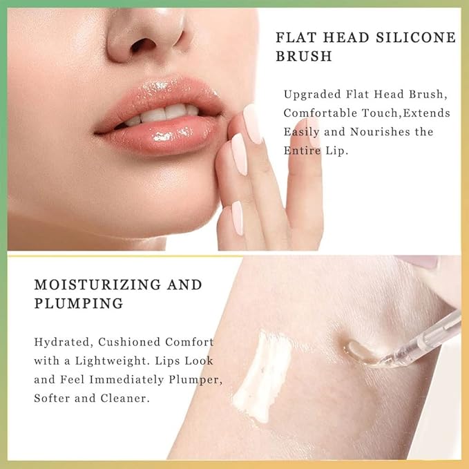 Lip Plumper Set, Natural Lip Plumper Moisturizing Aloe Vera Lip Gloss, Lip Plumper Gloss and Lip Care Serum, Beautiful Fuller, Hydrating & Reduce Fine Lines, Day and Night Ues Set