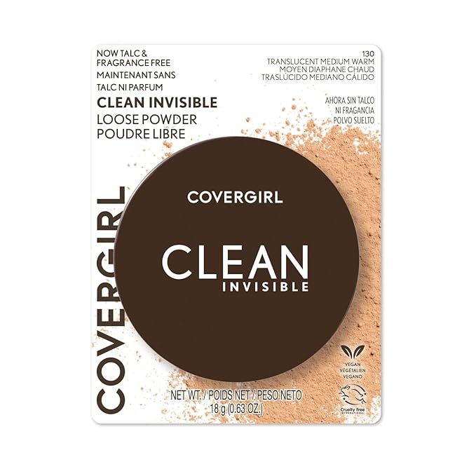 CoverGirl Clean Invisible Loose Powder Vegan Formula Translucent Deep & Medium Warm Setting Powder, 20g (0.7 oz) 2-Pack