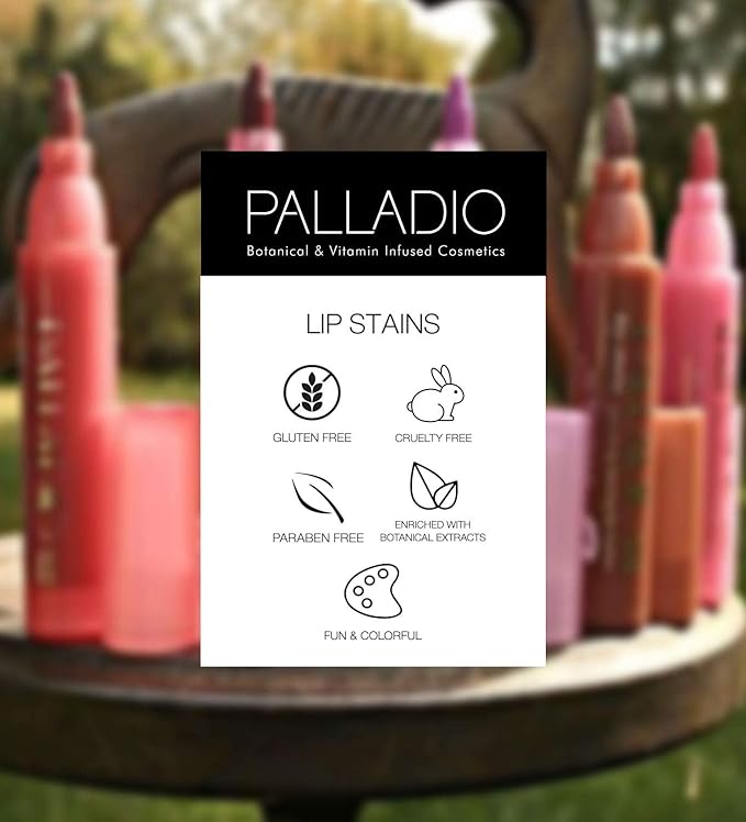Palladio Lip Stain, Hydrating and Waterproof Formula, Matte Color Look, Longlasting All Day Wear Lip Color, Smudge Proof Natural Finish, Precise Chisel Tip Marker, Nude