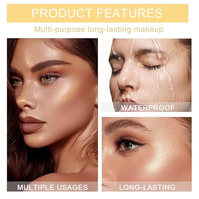 evpct Sun Glow Face Highlighter Makeup Shimmer Glitter Diamond Sparkly Highlighters Makeup Palette Powder for Face Body Cheek Skin iluminadores iluminador de jos maquillaje luminizers E03