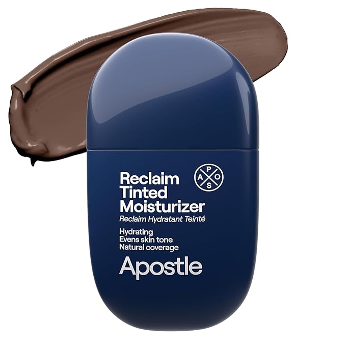 APOSTLE Reclaim Tinted Moisturizer for Men (2 Morant Bay) - Niacinamide, Vitamin E, Squalane, Hyaluronic Acid, Tinted Face Moisturizer For Men. Hydrates, Evens Skin Tone, Reduces Fine Lines, 1 Fl. Oz.