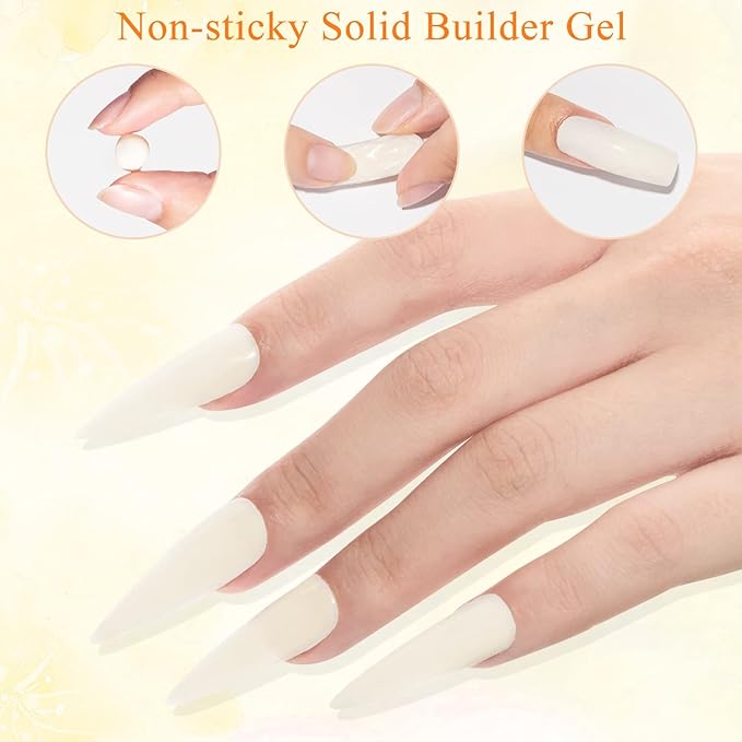 MIZHSE Solid Builder Gel, Milky White Sculpting Gel for Nail, Non-Sticky Hand 3D Nail Art Building Carving Modeling Hard Nail Extension Soak Off Nail Art Salon Manicure Home 15g