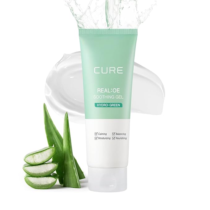 CURE Aloe Vera Gel with 90.52% Leaf Juice, Soothing & Hydrating Korean Skin Care for Sun-Exposed or Dry Skin, 5.07 fl oz, Refreshing Gel Moisturizer for Face & Body