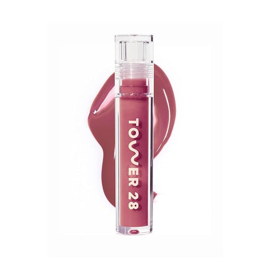 Tower 28 ShineOn Milky Lip Jelly, SESAME, Non-Sticky, Hydrating Vegan Lip Gloss in Milky Mauve, Apricot and Raspberry Seed Oil, Moisturizing, Clean, Cruelty Free