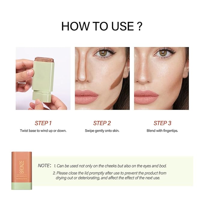 Multi-Purpose Makeup Blush Stick, 3-in-1 Beauty Tinted Solid Blush Stick For Cheeks, Lips And Eyes Waterproof Natural Cream Blush Stick With Long-Lasting Moisturizing Formula (#1Warm Glow)