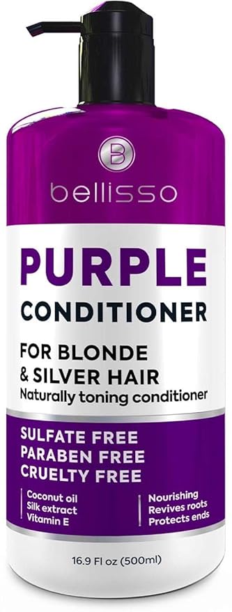Purple Conditioner for Blonde Hair - Sulfate and Paraben Free Toner - No More Orange and Yellow Brassy Tones - More Balance for Color Treated, Bleached, Silver, White and Gray Hair - Women and Men