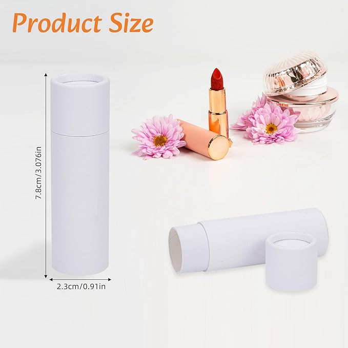 NICENEEDED 10 Pcs Paperboard Lip Balm Tubes, 0.6 Oz Kraft Paper Lipstick Tube, Cardboard Empty Deodorant Container Solid Perfume Tube Cosmetic Box for DIY Chapstick Deodorant Crayon