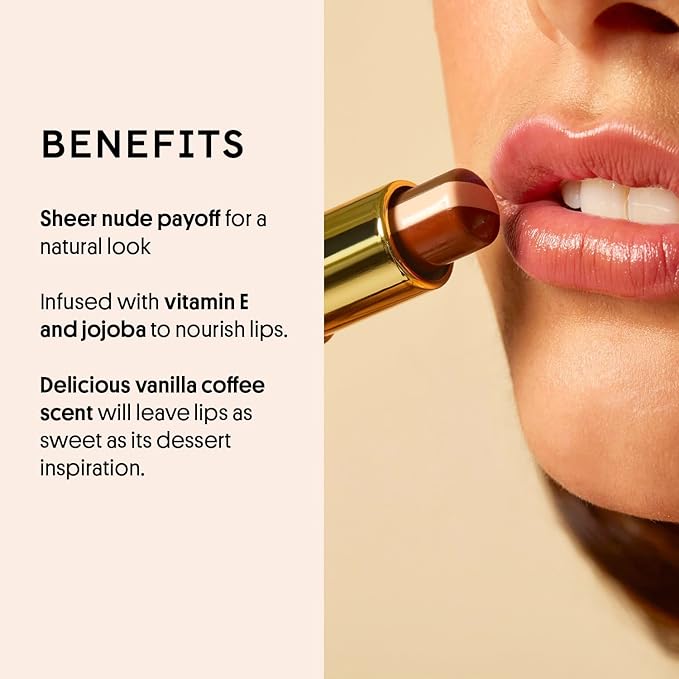 Winky Lux Affogato Tri-Color Tinted Lip Balm – Hydrating Lip Care with Jojoba Oil & Vitamin E, Sheer Nude Tint, Vanilla Coffee Scent, Moisturizes and Softens Dry Lips