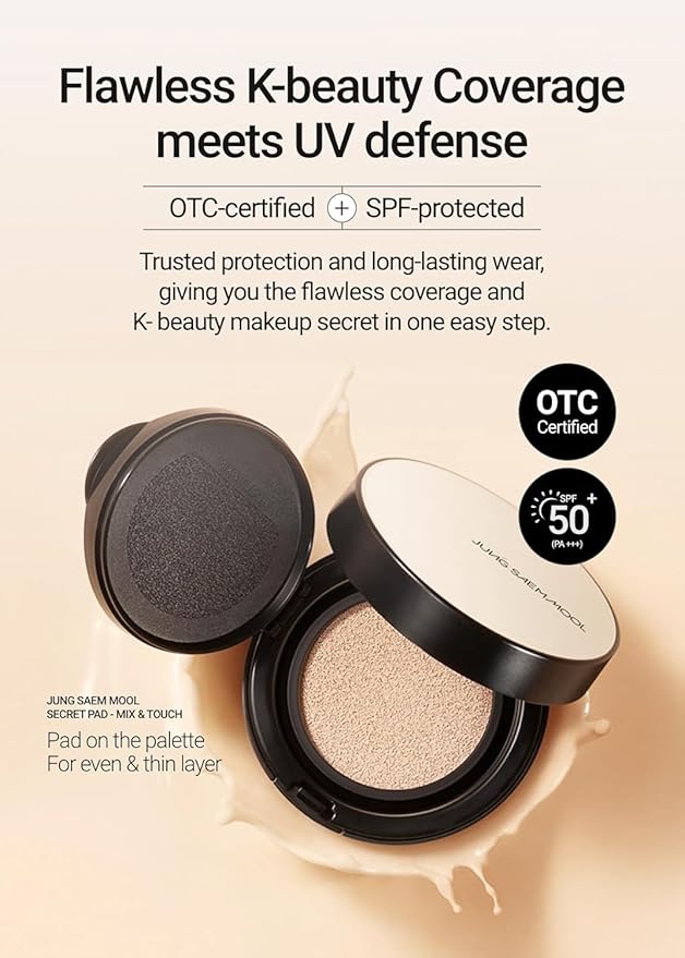 [JUNGSAEMMOOL OFFICIAL] Essential Skin Nuder Cushion (01 Fair) | Refill Not Included | Natural Finish | SPF50 Broad Spectrum | Makeup Artist Brand | Cream Foundation