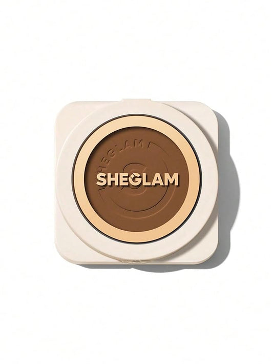 SHEGLAM SKin-Focus Full Coverage Powder Foundation Oil-Control Lightweight Face Pressed Powder Makeup-Earth