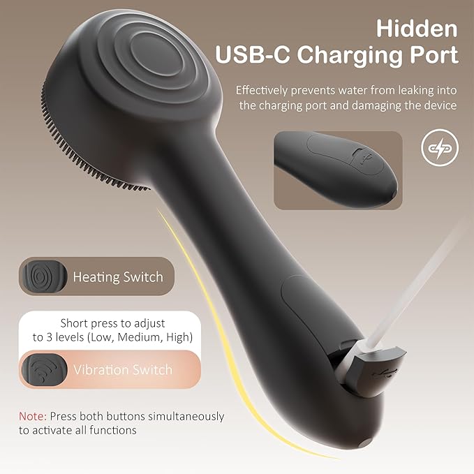 Facial Cleansing Brush Silicone Face Scrubber Waterproof Rechargeable Exfoliator Massage Device for Men & Women, Deep Pore Cleansing, Exfoliating, Removing Blackhead Electric Face Scrub Brush (Black)