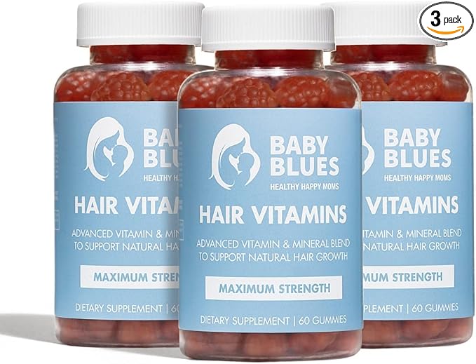 Baby Blues Postpartum Hair Loss Vitamins - Full Hair Cycle Pack - with Biotin, Collagen, & Folate
