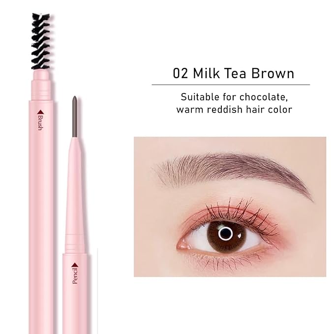 Eyebrow Pencils for Women,1Pack Micro Eyebrow Pencil Waterproof Smudgeproof,Ultra-Precise Tip Long-Lasting Brow Pencils for Natural Looking Eyebrows,Built-In Spoolie Brush,02 Milk Tea Brown.