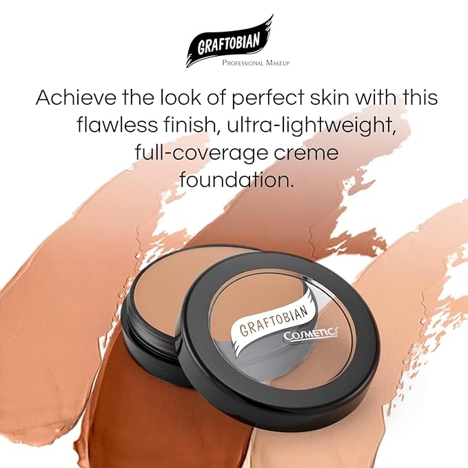 Graftobian HD Glamour Crème Foundation 1/2oz, Weightless Full Coverage Makeup, 65 Inclusive Shades, For All Skin Types, Natural or Full-Glam Looks, For Professionals and Beginners (Maple Cream)