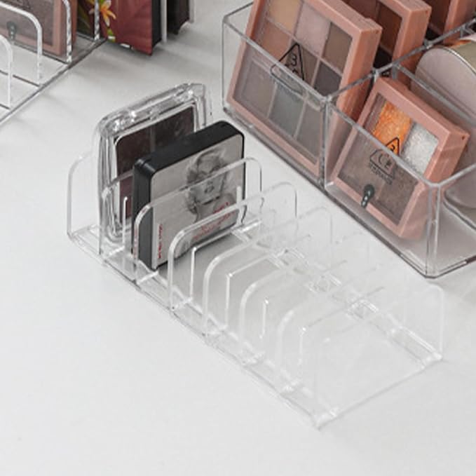 Makeup Palette Organizer,Acrylic Eyeshadow Palette Pallet Holder,7 Sectons BPA-Free Divided Make Up Blush,Contour Storage Holder Cosmetic Eye Shadow Display Stand Clear Rack Vanity Holder（2 Pack）