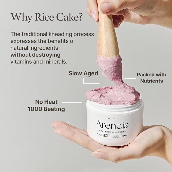 Rosehip Brightening Rice Mochi Face Cleanser & Daily Scrub - Moisturizing, Exfoliating & Deep-Cleansing - All Skin Types with Rice Powder & Rice Water (1.76oz)