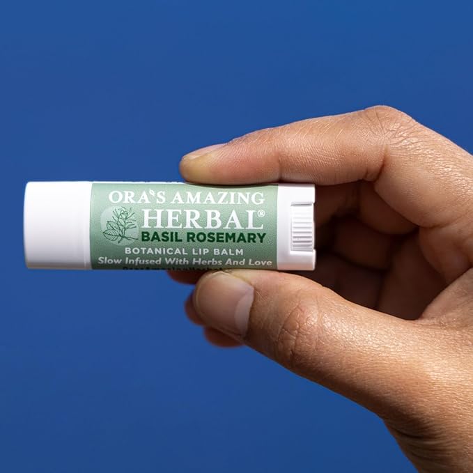 Natural Lip Balm, Perioral Dermatitis Treatment, Calendula Lip Balm, Healing Lip Balm with Immune Supportive Basil & Rosemary Essential Oil, Organic Coconut Oil, 2 Pak, Ora's Amazing Herbal
