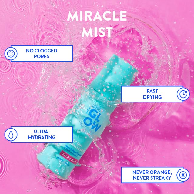 Australian Glow Miracle Mist, Self Tanner for Face & Body w/Quad-Collagen Complex & Hyaluronic Acid, 3.38 fl. oz / 100ml