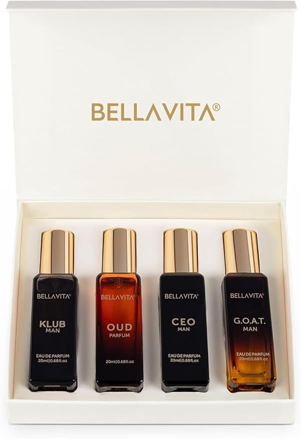 Long Lasting Perfume Gift Set for Man | 4x20ml | Gifts for Men | Woody, Citrusy, Oud, Premium Fragrance Scent | KLUB, OUD, CEO, G.O.A.T