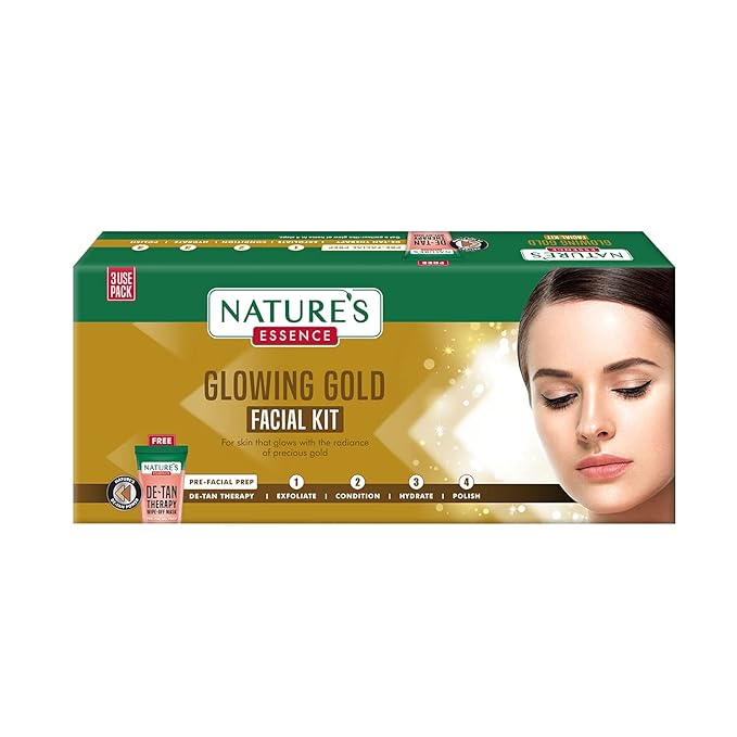 Nature's Essence Glowing Gold Facial Kit (60Grams+15ML)