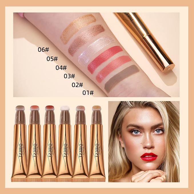 MEICOLY Liquid Blush Beauty Wand, Matte Face Blush with Cushion Applicator,Natural Finish Silky Smooth Creamy Blush Makeup, Lightweight Blendable Blush Stick for Cheek Lip,Cruelty-free,03 Peach