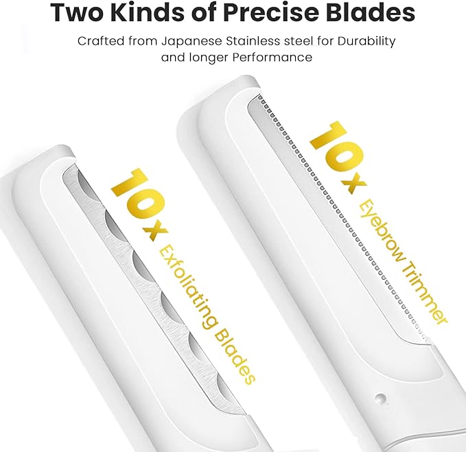 Dermaplaning Tool for Face Exfoliation, with 20 Replaceable Blades, Facial Shaver/Eyebrow Razor, Peach Fuzz Removal Eyebrow Shaper for Women, Easy to Use Dermaplaner Help Exfoliate and Smooth Skin