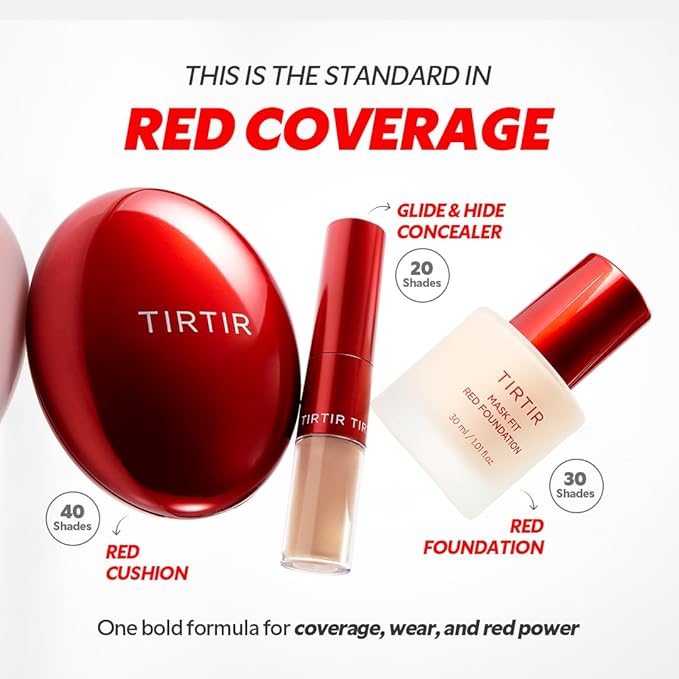 TIRTIR Mask Fit Red FoundationㅣLong Lasting Flawless Coverage, Energy Essence, Lightweight, Hydrating, Pore-Blurring, Breathable Satin Finish, Makeup, Radiant Skin, #27C Cool Beige, 1.01 Fl Oz