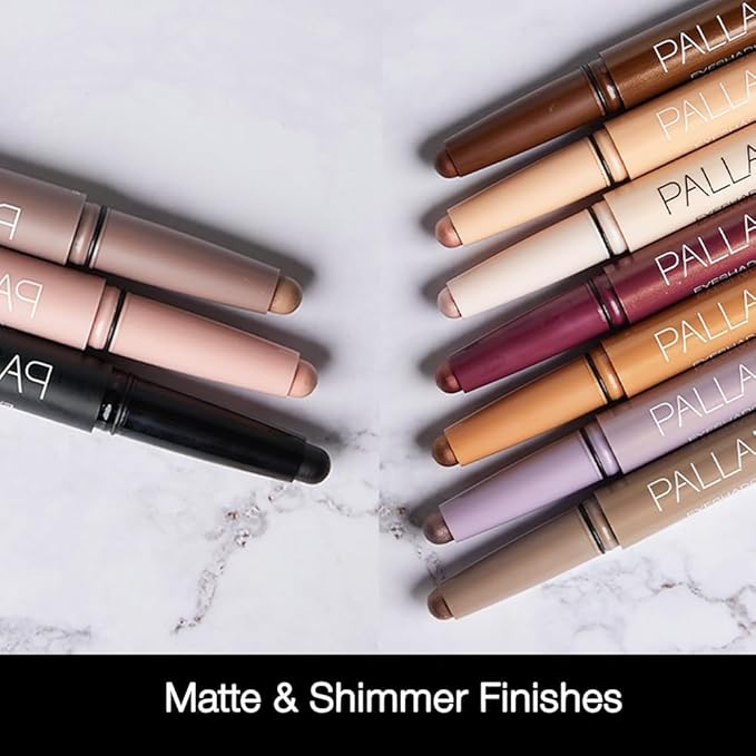 Palladio Waterproof Eyeshadow Stick with Blending Sponge, Long Lasting & Effortless Application, Smudge Free & Crease Proof Formula, Matte & Shimmer Shades, Buildable Eye Shadow (Taupe Shimmer)